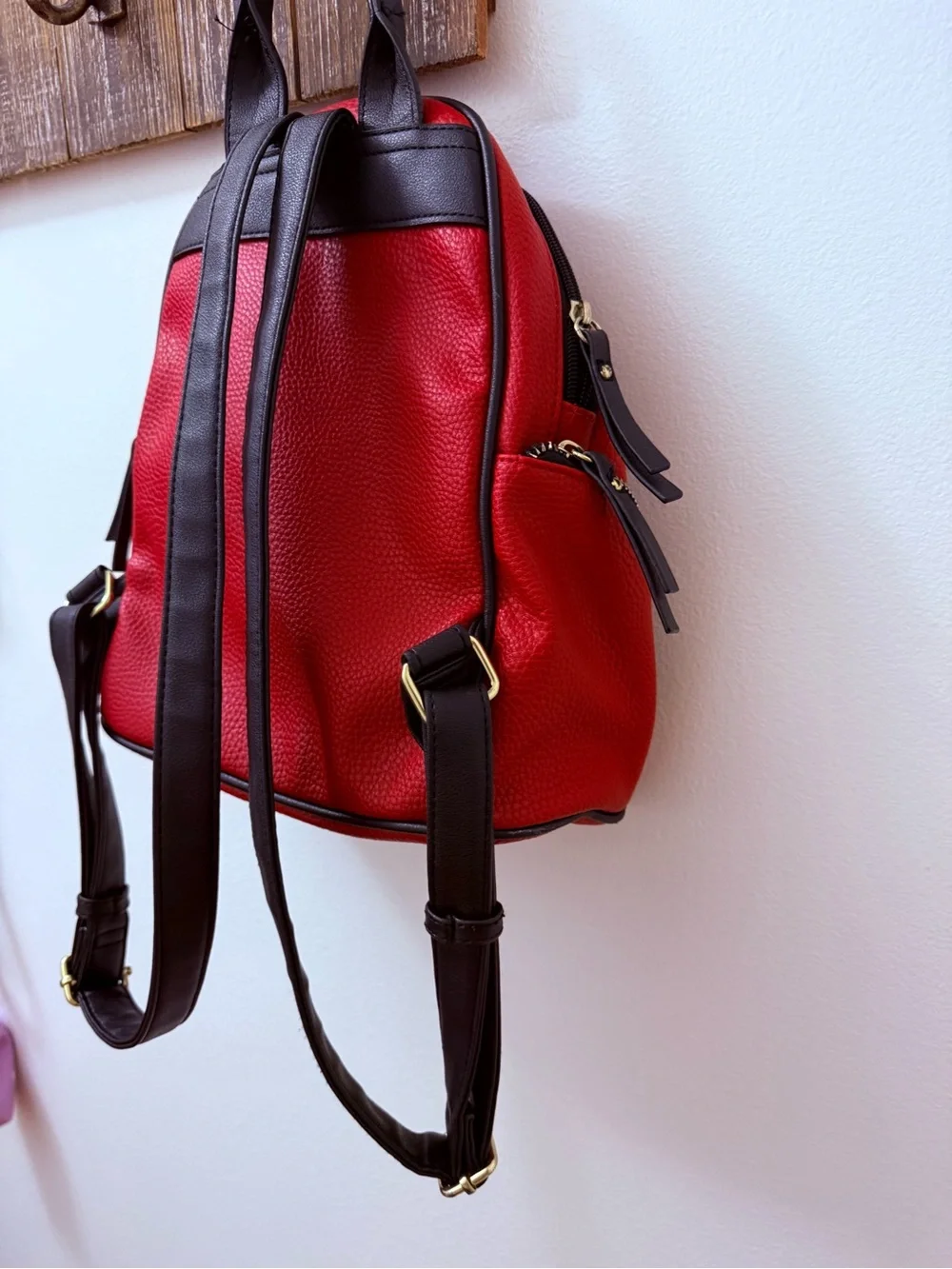 Juicy Couture Red Backpack with Black Trim and Gold Logo